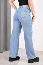 JEAN WIDE RIGIDO CELESTE CON CINTURA REGULADORA - Imagen 2