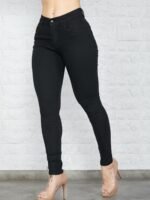 Jean Clásico Elastizado Negro Tiro Medio Bajo