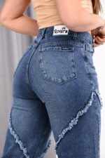 JEAN WIDE RIGIDO AZUL NEVADO CON COSTURAS DEFLECADOS - Imagen 7