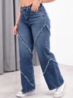 JEAN WIDE RIGIDO AZUL NEVADO CON COSTURAS DEFLECADOS