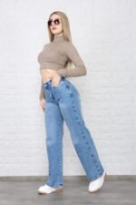 JEAN WIDE RIGIDO AZUL GASTADO CON CINTURA REGULADORA - Imagen 6