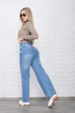 JEAN WIDE RIGIDO AZUL GASTADO CON CINTURA REGULADORA - Imagen 7