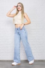 JEAN WIDE RIGIDO CELESTE TIRO MEDIO BAJO - Imagen 4