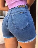 SHORT ELASTIZADO AZUL CON BOTONES - Imagen 2