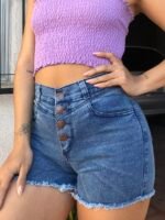 SHORT ELASTIZADO AZUL CON BOTONES