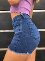 SHORT ELASTIZADO AZUL CON BOTONES DELANTEROS - Imagen 5