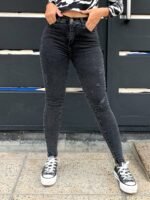 JEAN ELASTIZADO NEGRO NEVADO SUAVE CON ROTURAS LASER - Imagen 3