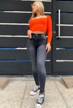 JEAN CLASICO ELASTIZADO GRIS CON BIGOTES - Imagen 5