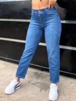 JEAN MOM RIGIDO AZUL CON BIGOTES