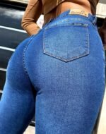 JEAN ELASTIZADO AZUL CON ROTURAS Y BIGOTES LASER - Imagen 6