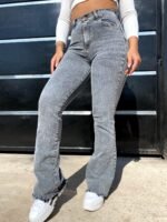 JEAN OXFORD ELASTIZADO GRIS NEVADO CON BIGOTES LASER