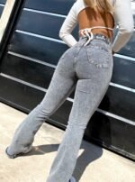 JEAN OXFORD ELASTIZADO GRIS NEVADO CON BIGOTES LASER - Imagen 3