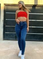 JEANS CLASICO AZUL NEVADO SUAVE CON BIGOTES LASER - Imagen 6