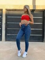 JEANS CLASICO AZUL NEVADO SUAVE CON BIGOTES LASER - Imagen 5