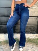 JEANS OXFORD ELASTIZADO AZUL LISO CON BIGOTES