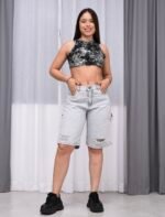 Bermuda Baggy Rígido Grey Carpintero Con Cintura Reguladora - Imagen 7