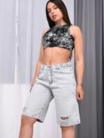 Bermuda Baggy Rígido Grey Carpintero Con Cintura Reguladora - Imagen 6