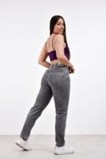 JEAN MOM RÍGIDO GRIS CON ROTURAS LÁSER - Imagen 6