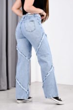 JEAN WIDE RIGIDO CELESTE NEVADO CON COSTURAS DEFLECADAS - Imagen 2