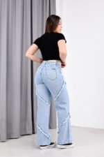 JEAN WIDE RIGIDO CELESTE NEVADO CON COSTURAS DEFLECADAS - Imagen 8