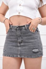 SHORT-POLLERA DOBLE GRIS CON ROTURAS LÁSER - Imagen 3