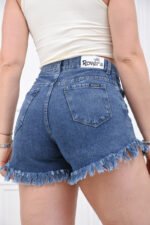 SHORT RÍGIDO AZUL PLAYERO CON ROTURAS LÁSER - Imagen 2