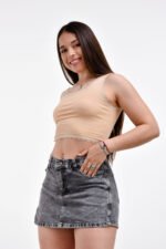 SHORT-POLLERA DOBLE RÍGIDO GRIS - Imagen 4