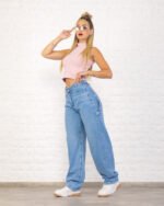 JEAN BAGGY RÍGIDO CELESTE CARPINTERO CON CINTURA REGULADORA - Imagen 7