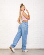 JEAN BAGGY RÍGIDO CELESTE CARPINTERO CON CINTURA REGULADORA - Imagen 8