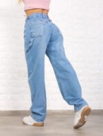 JEAN BAGGY RÍGIDO CELESTE CARPINTERO CON CINTURA REGULADORA - Imagen 2