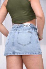 SHORT-POLLERA DOBLE CELESTE CON ROTURAS LÁSER - Imagen 2