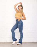 JEAN OXFORD ELASTIZADO AZUL CON BIGOTES LÁSER - Imagen 4