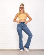 JEAN OXFORD ELASTIZADO AZUL CON BIGOTES LÁSER - Imagen 5