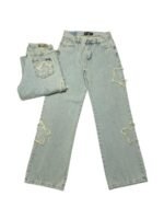 JEAN WIDE RIGIDO CELESTE MATIZADO CON ESTRELLAS