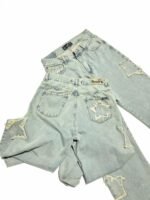 JEAN WIDE RIGIDO CELESTE MATIZADO CON ESTRELLAS - Imagen 2