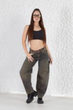 JEAN BAGGY CARPINTERO RÍGIDO GRIS CON CINTURA REGULADORA - Imagen 3