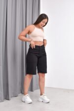 Bermuda Rígida Negro Carpintero con Cintura Regulable - Imagen 6