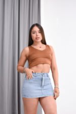 Short Pollera Doble Re-Elastizado Celeste Nevado Claro - Imagen 4