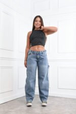 Baggy Azul Tiro Bajo Gastado - Imagen 4