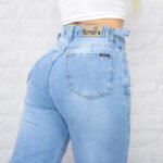 WIDE RÍGIDO CELESTE CLARO CON CINTURA REGULADORA - Imagen 6