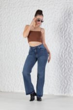 WIDE LEG ELASTIZADO AZUL CON BIGOTES - Imagen 3