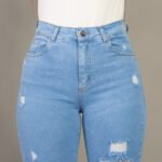 PANTALON CHUPIN CELESTE CON ROTURAS - Imagen 8