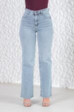 PANTALON WIDE LEG ELASTIZADO CELESTE